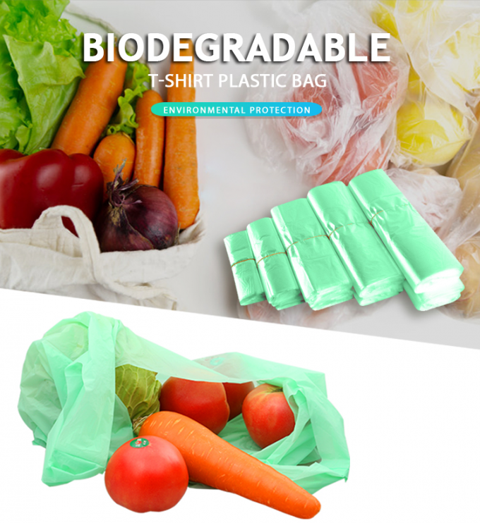 Bolso de compras plástico biodegradable colorido modificado para requisitos particulares del chaleco de la camiseta