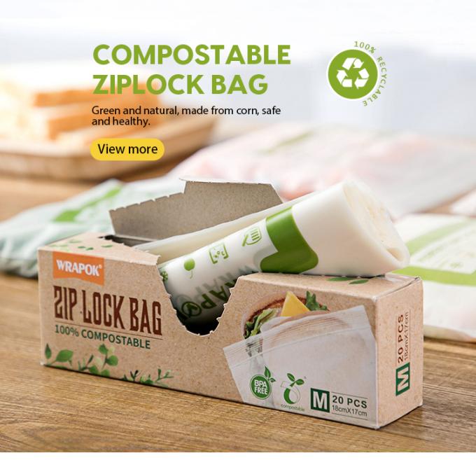 Bolso plástico abonable biodegradable orgánico de la cremallera del almacenamiento de la comida del almidón de maíz del PLA