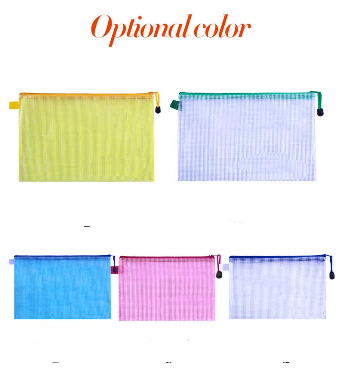 El bolso impermeable transparente espesado de los efectos de escritorio de la malla B4 modificó el bolso de la carpeta de archivos para requisitos particulares de la cremallera