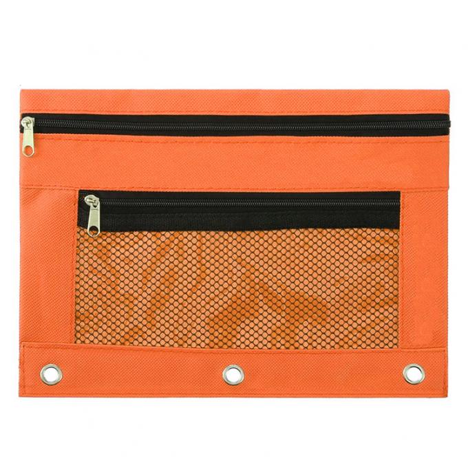 los efectos de escritorio de la bolsa del lápiz de la carpeta 3-Ring empaquetan el bolso del lápiz de la cremallera con PVC Mesh Window
