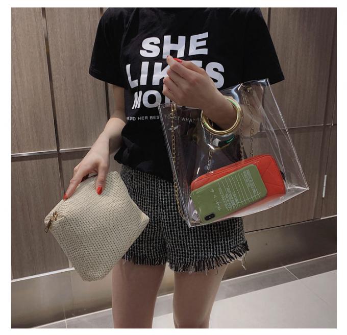 2 bolsos cuadrados de lujo elegantes de las señoras de las mujeres de la moda del nuevo totalizador portátil del bolso 2019 de la mano de la señora del pvc del sistema