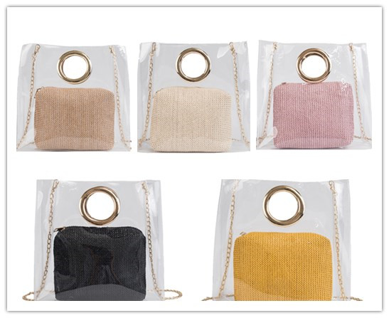 2 bolsos cuadrados de lujo elegantes de las señoras de las mujeres de la moda del nuevo totalizador portátil del bolso 2019 de la mano de la señora del pvc del sistema