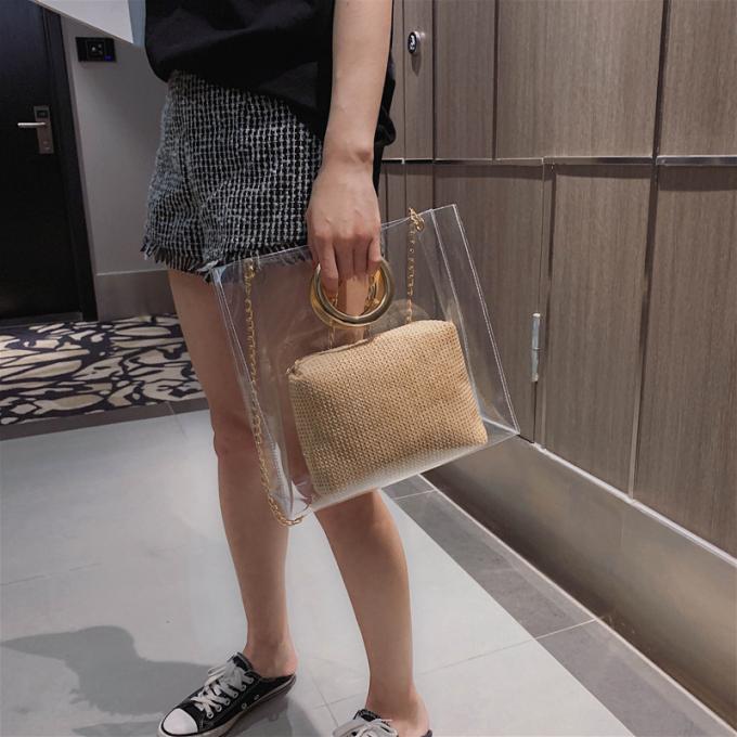 2 bolsos cuadrados de lujo elegantes de las señoras de las mujeres de la moda del nuevo totalizador portátil del bolso 2019 de la mano de la señora del pvc del sistema