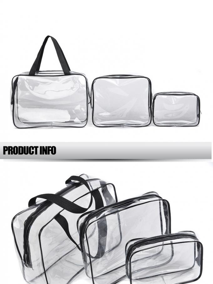 3 pedazos del maquillaje de la bolsa del viaje del PVC del bolso claro del artículo de tocador