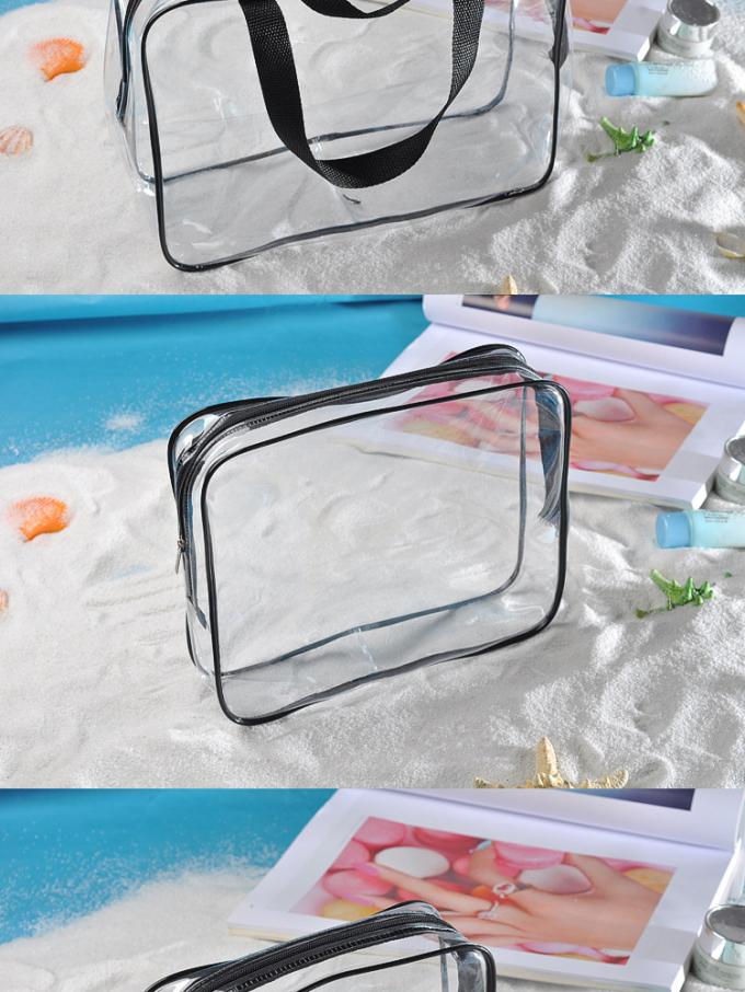 3 pedazos del maquillaje de la bolsa del viaje del PVC del bolso claro del artículo de tocador