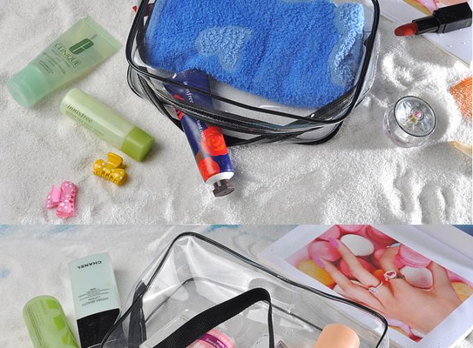 3 pedazos del maquillaje de la bolsa del viaje del PVC del bolso claro del artículo de tocador