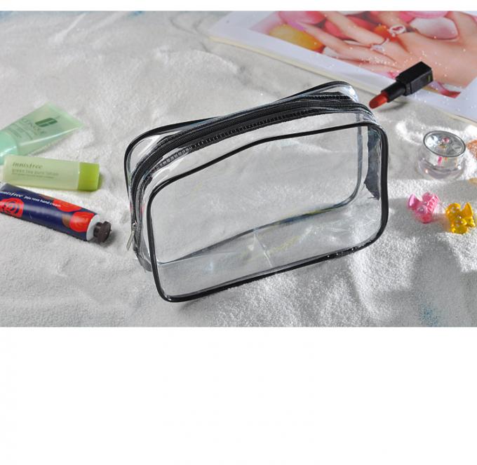 3 pedazos del maquillaje de la bolsa del viaje del PVC del bolso claro del artículo de tocador