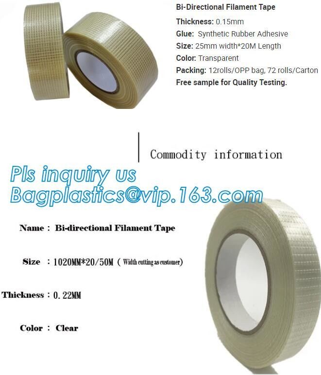 Línea filamento promocional de la cinta del filamento/de la fibra de vidrio mono de la cinta del filamento auto-adhesivo