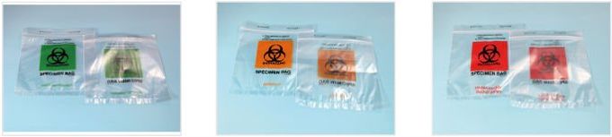 Biohazard bolso del transporte del espécimen de 4 capas, guante del PE, el PE que empaqueta, bolsos en el rollo, guantes disponibles del PE, bolso disponible del PE