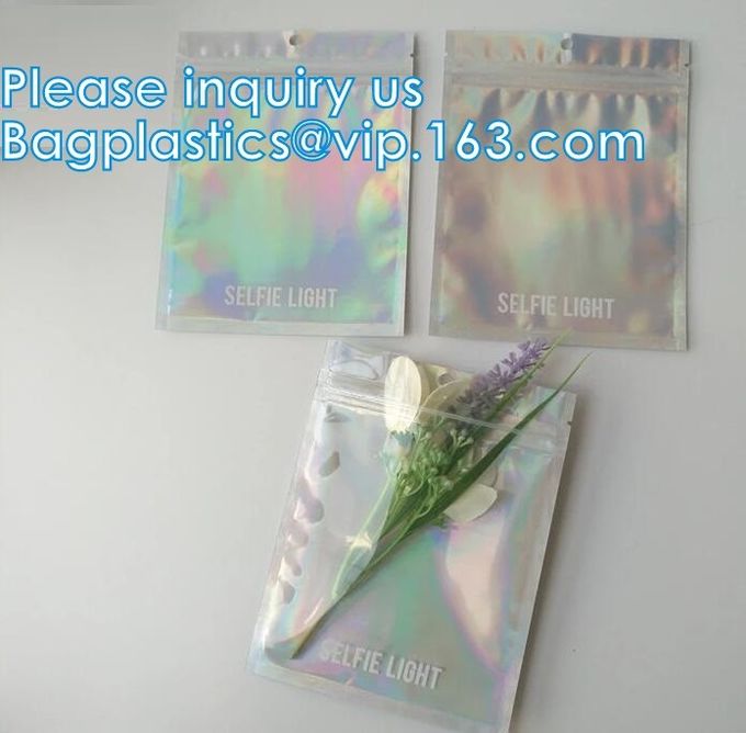 La bolsa de plástico impresa material olográfica del embalaje del papel de aluminio del sellado caliente del laser con k para la menudencias 10g 5g