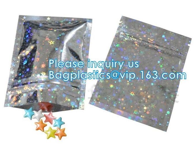 La hoja transparente brillante del arco iris del paquete de la estrella de Bagease que se puede volver a sellar se levanta la bolsa para los pendientes que empaquetan el embalaje cosmético de las herramientas