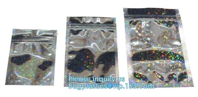 La hoja transparente brillante del arco iris del paquete de la estrella de Bagease que se puede volver a sellar se levanta la bolsa para los pendientes que empaquetan el embalaje cosmético de las herramientas