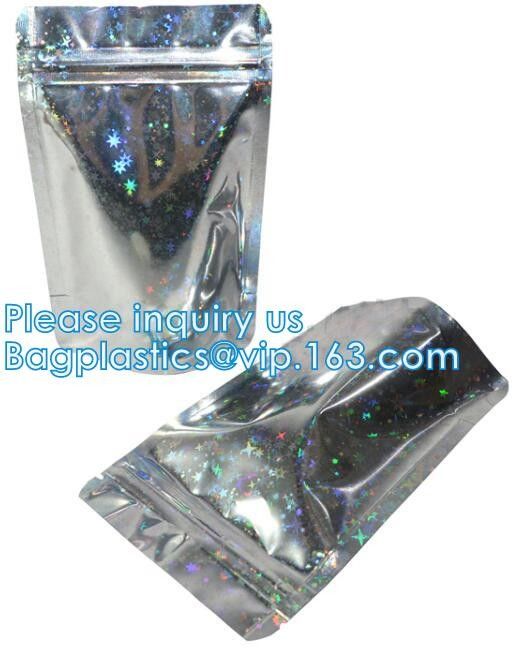 La hoja transparente brillante del arco iris del paquete de la estrella de Bagease que se puede volver a sellar se levanta la bolsa para los pendientes que empaquetan el embalaje cosmético de las herramientas