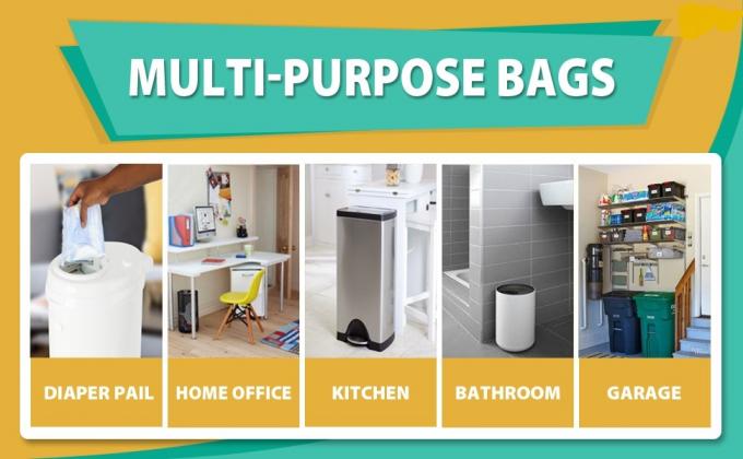 These  plastic bags are 100% compatible for SimpleHuman Trash Cans and can be used in multiple areas