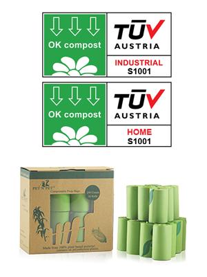 Bolso amistoso abonable biodegradable del lavadero del lazo de Eco del almidón de maíz, vagos plásticos de la basura del lazo abonable enorme 0