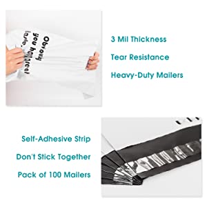 El envío de los sobres, bolsos de envío para la ropa, envío de la manija empaqueta 3 sobres de envío de Mil Pretty Thick Self Adhesive 2