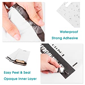 El envío de los sobres, bolsos de envío para la ropa, envío de la manija empaqueta 3 sobres de envío de Mil Pretty Thick Self Adhesive 4