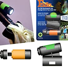 el fido gogo del scooper del pooper del stik llevó el clip recargable de la linterna ligera de destello en el adaptador ligero