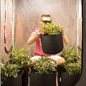 300G resistente espesó los potes no tejidos de la tela de la planta que la correa maneja galones bolsos/6-Packs de la planta de jardín 5 crece los bolsos/Aerati 4