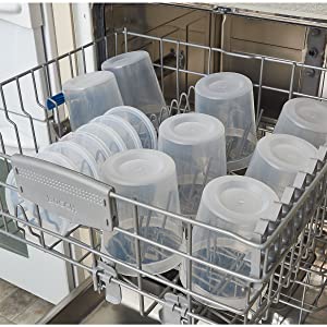 Contenedores de almacenamiento de comida de la tienda de delicatessen de la caja de almacenamiento con las tapas 32 onzas, paquete del cuarto de galón de 24 - envase Microwaveable plástico 4