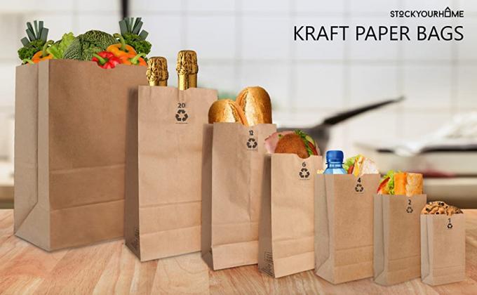 Bolsas de papel de Kraft Brown (250 cuenta) - pequeñas bolsas de papel de Kraft Brown para el almuerzo que embala - bolsos en blanco