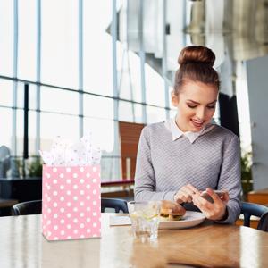 bolsas de papel rosadas medias