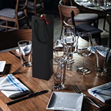 Los bolsos del vino del empaquetado al por menor de Eco de la extensión del pelo del sello de la hoja de oro abultan los bolsos de papel del regalo del vino de Kraft con las manijas 6