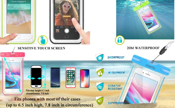 Bolso impermeable del teléfono del paquete de la cremallera de Bagease con la protección hermética del bolso seco de la cremallera para los deportes acuáticos y el viaje de la aventura 0