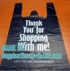Bolsos de ultramarinos plásticos biodegradables - el supermercado reutilizable le agradece los bolsos de compras, bolsos plásticos reciclables de la camiseta, pequeños