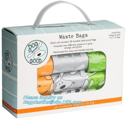 Bolso certificado inútil cero verde abonable modificado para requisitos particulares del bolso del impulso del perro, biodegradable y abonable del perro del impulso en el rollo