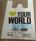 Bolsos biodegradables de la camiseta del fabricante el 100% de China con los certificados del hogar ASTM D6400 del estiércol vegetal de la AUTORIZACIÓN de EN13432 BPI, BIO, ECO