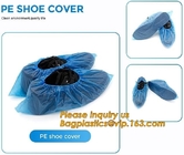 El zapato plástico médico disponible interior del equipo de los productos de la seguridad cubre el material impermeable del CPE del PE, zapato azul del material del PE