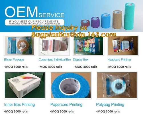 El vendaje cohesivo del algodón flexible cohesivo del vendaje se divierte el bagplastics elástico auto-adhesivo pac del vendaje del color mezclado de la cinta