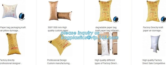 Airbag de encargo del balastro de madera del envase de papel del diseñador de las bolsas de papel de Kraft, airbag del balastro de madera del bolso del embalaje de la almohada para el envase, Kraf