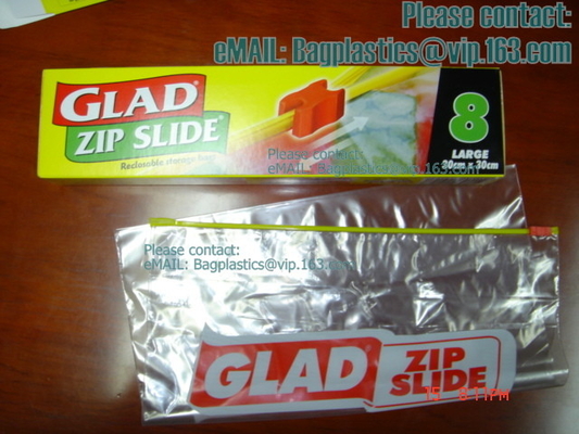 Bolsos de la tienda de delicatessen de Shoprite, bolsos de la microonda, bolsos del resbalador, bolsa del almuerzo escolar, bolsos del apretón del resbalador, CREMALLERA, CREMALLERA, RESBALADOR, SELLO, CERRADURA