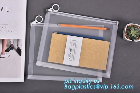 Bolsas de PP impermeables sin costura con cierre deslizante Bolsa de almacenamiento para papel A4, revista, nota