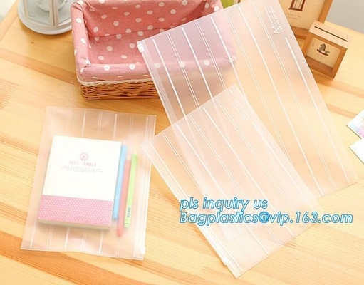Embalaje de archivos de documentos Embalaje de carrete deslizante biodegradable, bolsas Coex, cerradura translúcida con cremallera
