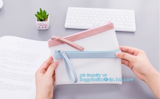 bolso claro de la caja de lápiz del vinilo TPU con la cremallera para las muchachas de los muchachos, lápiz helado translúcido contratante creativo del bolso del sobre