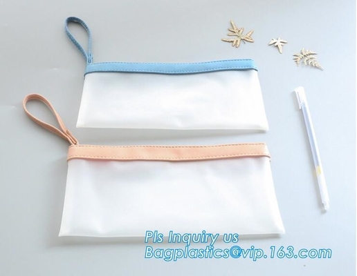 bolso del lápiz de la cremallera de la promoción, prenda impermeable y estudiantes triangulares del bolso del lápiz del silicón del bolso del lápiz del shockpfoof