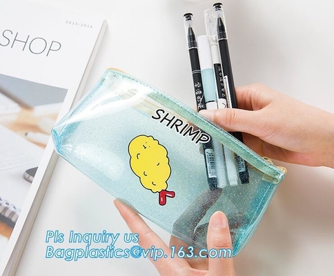 bolso del lápiz de la cremallera de la promoción, prenda impermeable y estudiantes triangulares del bolso del lápiz del silicón del bolso del lápiz del shockpfoof