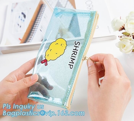 modifique el polybag helado vinilo impreso del pvc para requisitos particulares con el cierre negro de la cremallera k del resbalador del color, bolsa con el zipp negro del resbalador