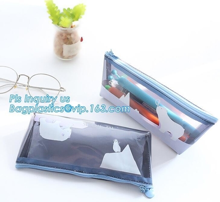 modifique el polybag helado vinilo impreso del pvc para requisitos particulares con el cierre negro de la cremallera k del resbalador del color, bolsa con el zipp negro del resbalador