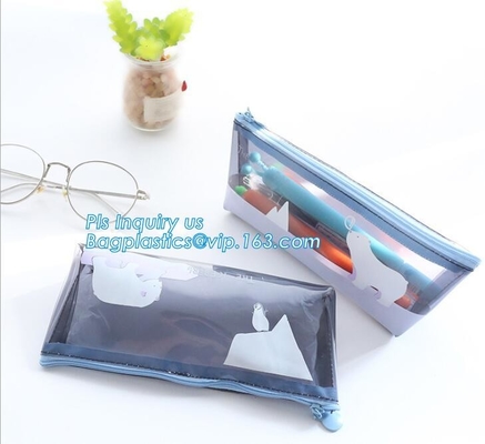 modifique el polybag helado vinilo impreso del pvc para requisitos particulares con el cierre negro de la cremallera k del resbalador del color, bolsa con el zipp negro del resbalador