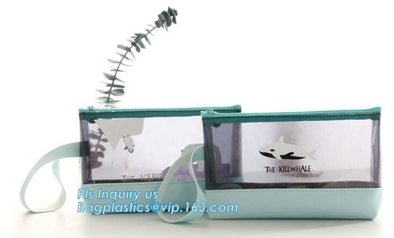 Ropa que empaqueta el bolso helado adecuado del PVC/EVA Vinyl Slider Top Zipper para el traje de baño, resbalador del pvc del bolso de la cremallera del artículo de tocador del vinilo