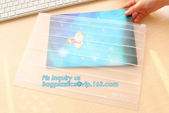 Ropa que empaqueta el bolso helado adecuado del PVC/EVA Vinyl Slider Top Zipper para el traje de baño, resbalador del pvc del bolso de la cremallera del artículo de tocador del vinilo