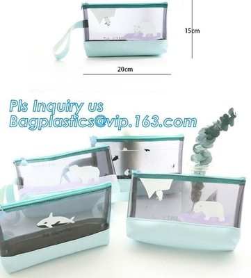 Ropa que empaqueta el bolso helado adecuado del PVC/EVA Vinyl Slider Top Zipper para el traje de baño, resbalador del pvc del bolso de la cremallera del artículo de tocador del vinilo