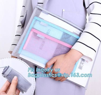 bolso de impermeabilización del documento del PVC del fichero del bolso de la malla del bolso transparente plástico de la cremallera, pvc transparente del bolso del fichero de la cremallera de A4 A5 A6 yo