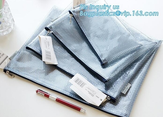 bolso impermeable de la cremallera de la malla del fichero A4 de la carpeta del pvc de la promoción del fabricante profesional, doblez de nylon claro del fichero de la malla de A4 A5