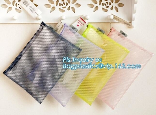 Bolso de la carpeta de archivos de la cremallera del PVC Mesh File Bag With Closure, bolso plástico caliente promocional del documento del fichero del PVC con la cremallera cerrarme