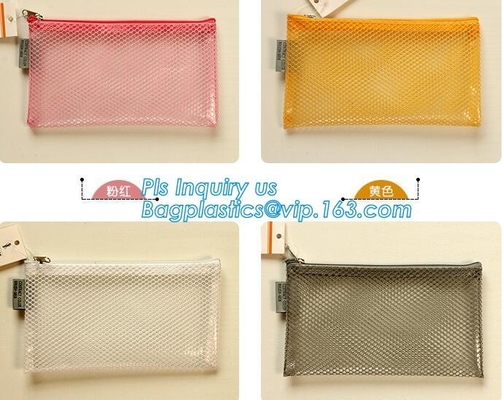 Bolso de la malla del documento de la cremallera de la capa intermediaria del PVC, Mesh Zipper Bag For Office y documento A4, bolso del fichero de la escuela del documento de la malla de la cremallera